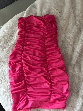 SHEIN Hot Pink Ruched Mini Dress